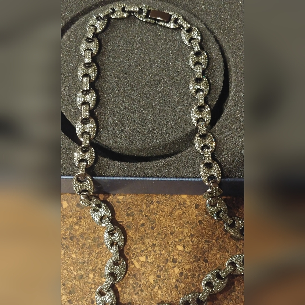 Black Iced Out Necklace And Bracelet Set